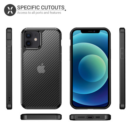 Olixar ExoShield Carbon iPhone 12 Bumper Case - Black