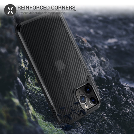 Olixar ExoShield Carbon iPhone 12 Pro Max Bumper Case - Black