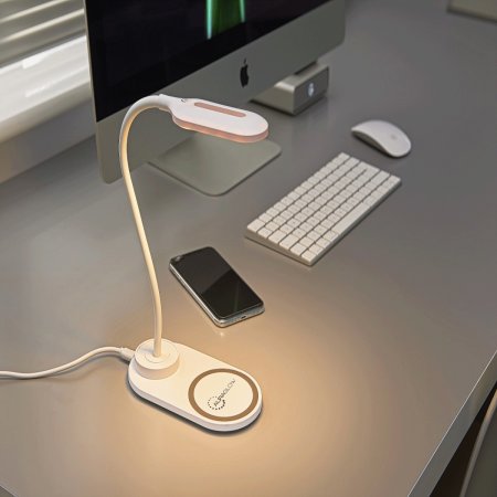 Auraglow Flexible Lamp With 10W Qi Wireless Charger - White