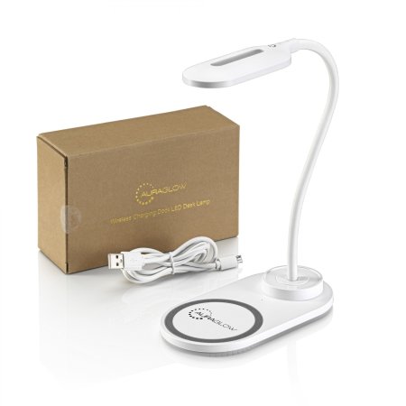 Auraglow Flexible Lamp With 10W Qi Wireless Fast Charger - White