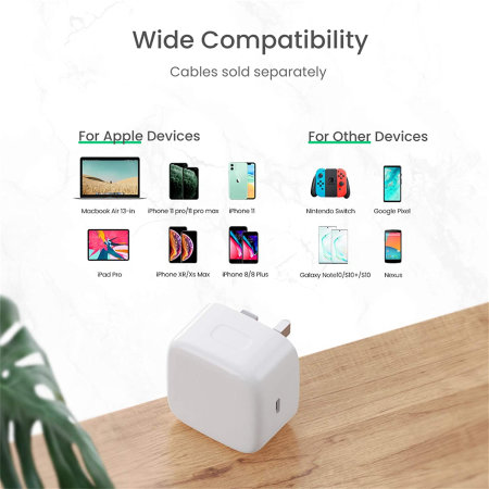 iPhone 12 Pro 18W USB-C Super Fast PD Wall Charger - UK Plug - White