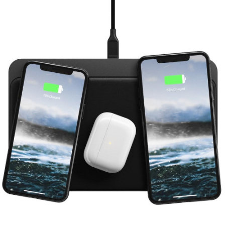 Nomad Base Station Pro Trio 3-in-1 Fast Wireless Charging Pad - Black