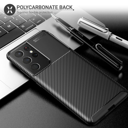Olixar Carbon Fibre Black Protective Case - For Samsung Galaxy S21 Ultra