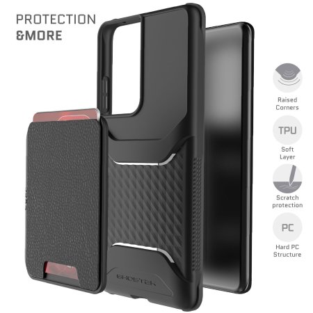 Ghostek Exec 4 Black Leather Wallet Case - For Samsung Galaxy S21 Ultra