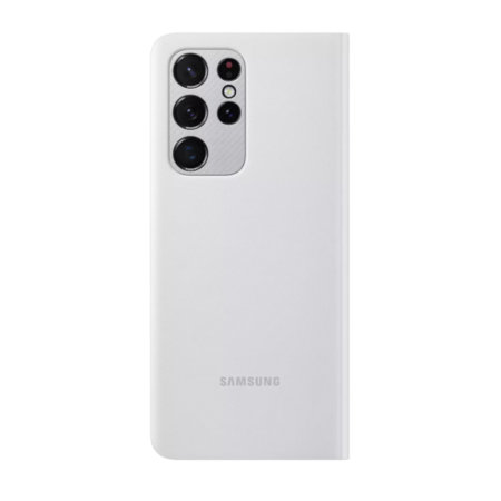 Official Samsung Clear View Light Grey Cover Case - For Samsung Galaxy S21 Ultra