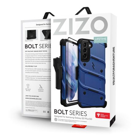 Zizo Bolt Blue Tough Case &Screen Protector - For Samsung Galaxy S21 Plus