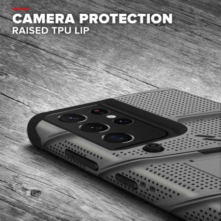 Zizo Bolt Grey Tough Case &Screen Protector - For Samsung Galaxy S21 Ultra