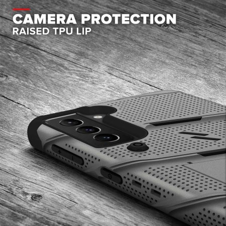 Zizo Bolt Samsung Galaxy S21 Tough Case & Screen Protector - Grey