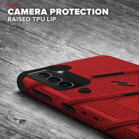 Zizo Bolt Red Tough Case & Screen Protector - For Samsung Galaxy S21