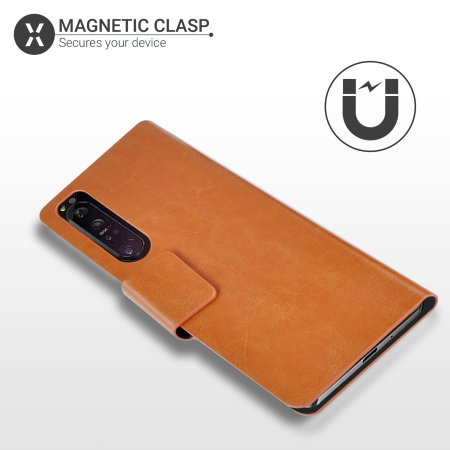Olixar Leather-Style Sony Xperia 1 III Wallet Stand Case - Brown