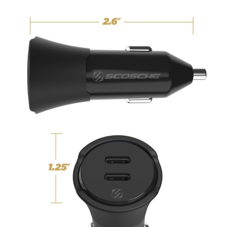 Scosche 40W Dual Fast Charging USB-C PD Car Charger - Black