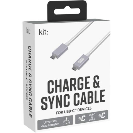 Kit Charge And Sync USB-C To C Cable - 1m - Silver