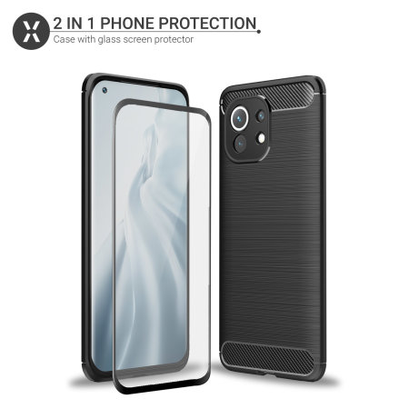 Olixar Sentinel Xiaomi Mi 11 Case & Glass Screen Protector - Black