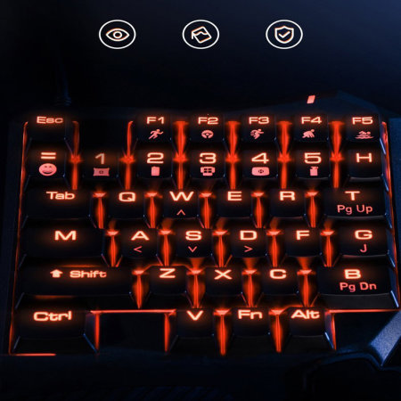 Baseus One-handed Gaming Keyboard With LED Lights - Black