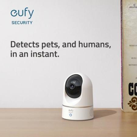 Eufy Indoor Day & Night Motion Sensing Security Cam W/ 2k Pan & Tilt