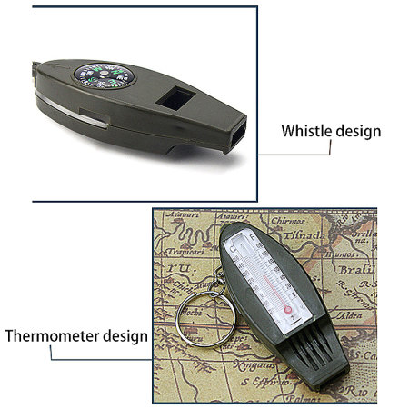 4-in-1 Multitool Keyring - Whistle, Compass, Magnifier & Thermometer