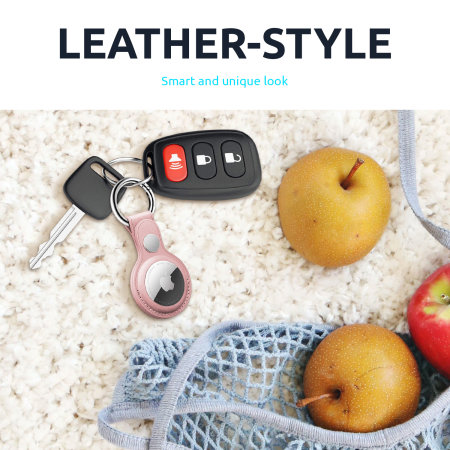 Olixar Apple AirTags Leather-Style Protective Keyring - Pink