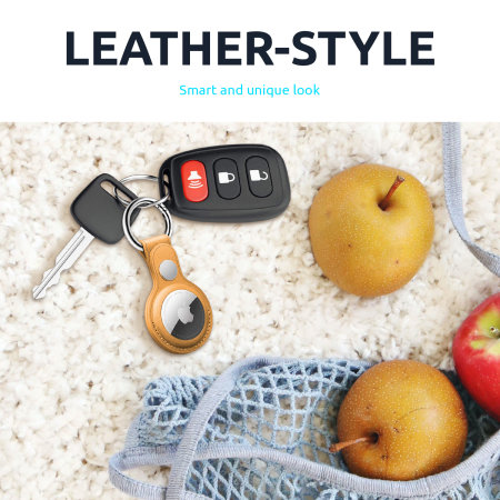 Olixar Apple AirTags Leather-Style Protective Keyring - Tan