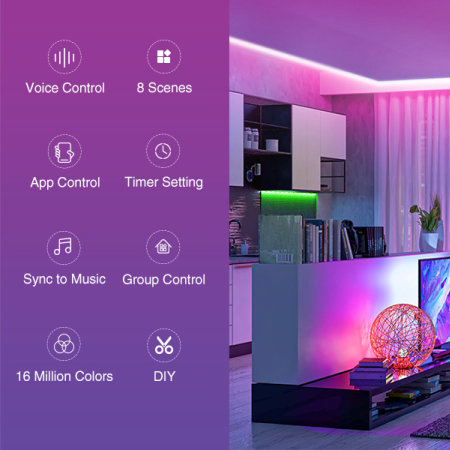 Gosund RGB LED Colour Changing Light Strips & Remote Control - 2.8m