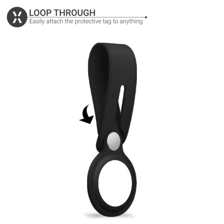 Olixar Apple AirTags Genuine Leather Protective Loop - Black