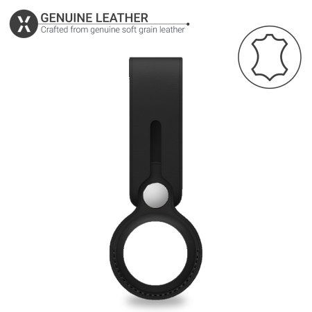 Olixar Apple AirTags Genuine Leather Protective Loop - Black