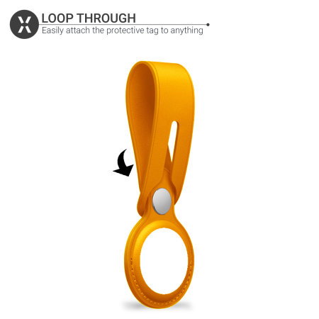 Olixar Apple AirTags Genuine Leather Protective Loop - Yellow