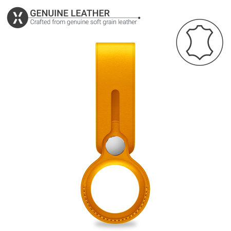 Olixar Apple AirTags Genuine Leather Protective Loop - Yellow