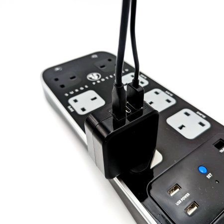 Olixar 65W GaN Super Fast Wall Charger with USB-A, 2 USB-C Ports & Interchangeable EU, UK & US Plugs