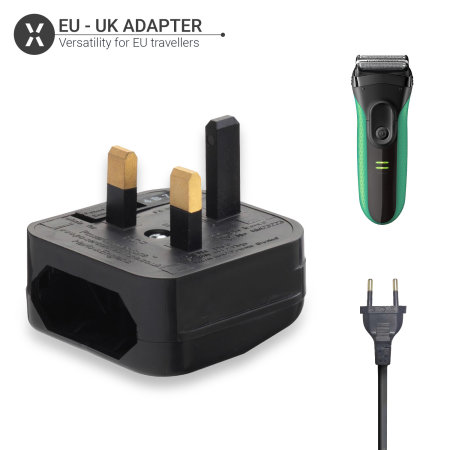 Olixar Travel Adaptor EU - UK (2 - 3 Pin) - Black
