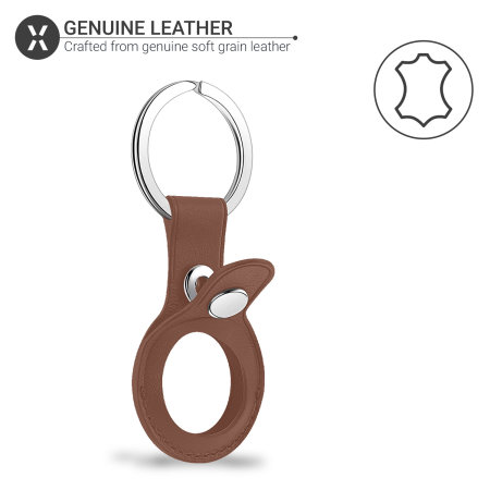 Olixar Apple AirTags Genuine Leather Protective Keyring  - Brown