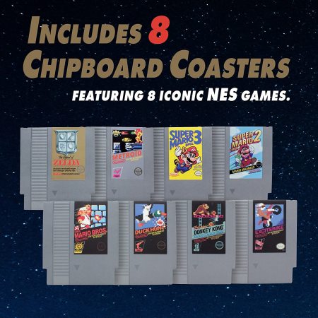 Paladone Nintendo NES Cartridge Coasters for Drinks - 8 Pack