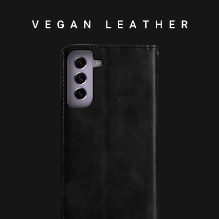 Olixar Vegan Leather Wallet Black Case - For Samsung Galaxy S21 FE