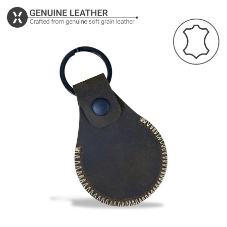 Olixar Apple AirTags Genuine Leather Keyring Holder - Dark Brown