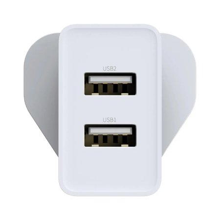 Baseus Mini Dual Port USB-A UK Mains Charger - White