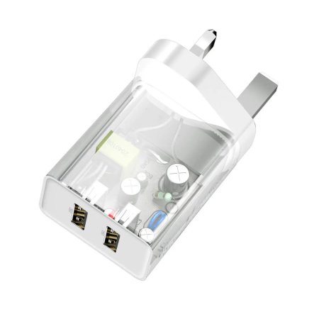 Baseus Speed Mini QC 10.5W Dual Port USB-A Mains Charger - UK - White