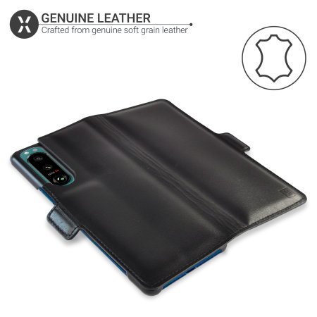 Olixar Genuine Leather Sony Xperia 5 III Wallet Case - Black