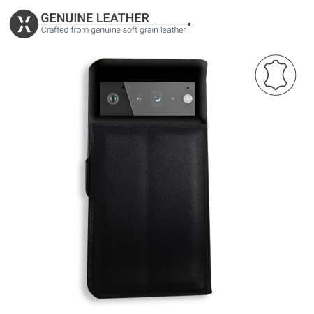 Olixar Genuine Leather Wallet Black Case - For Google Pixel 6 Pro