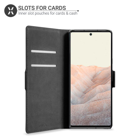 Olixar Genuine Leather Wallet Black Case - For Google Pixel 6 Pro