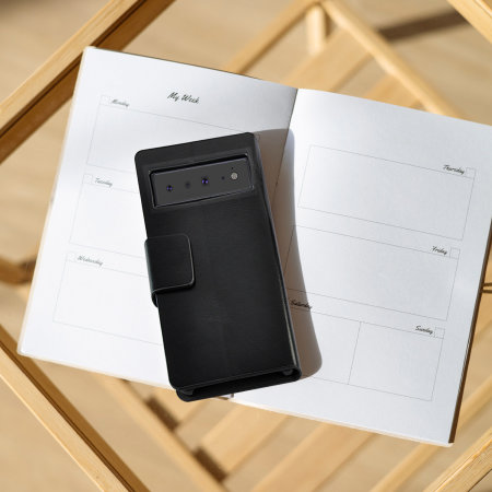 Olixar Leather-Style Wallet Black Case - For Google Pixel 6 Pro