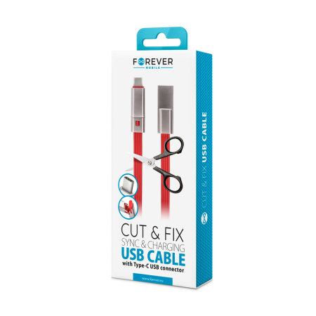 Forever Cut&Fix USB to USB-C Repairable Cable - 1.5m - Red