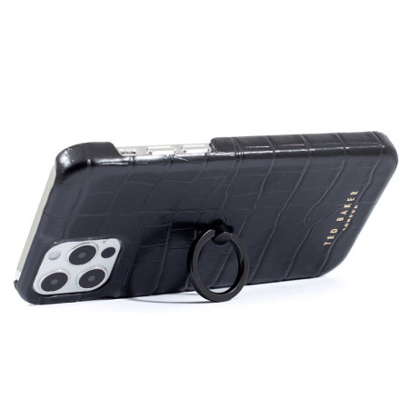 Ted Baker Half Wrap iPhone 13 Pro Max Finger Loop Case - Croc Black