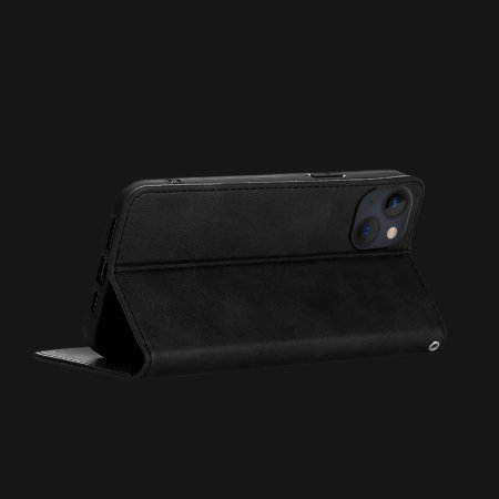 Olixar Premium Vegan Leather Wallet Black Case - For iPhone 13