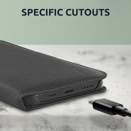 Olixar Premium Genuine Leather Wallet Black Case - For iPhone 13