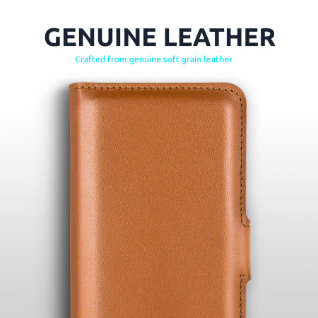 Olixar Genuine Leather Wallet Brown Case - For Apple iPhone 13