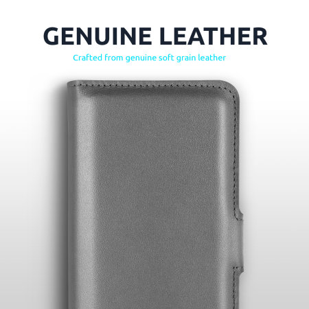 Olixar Genuine Leather Grey Wallet Case - For Apple iPhone 13