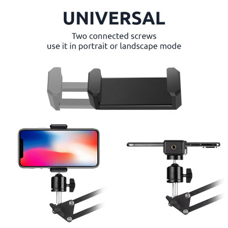 Olixar ShortArm Universal Tablet and Phone Desk Clamp - 70cm - Black