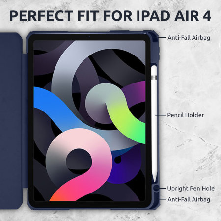 Olixar iPad Air 4 10.9" 2020 Wallet Case With Apple Pencil Slot - Blue