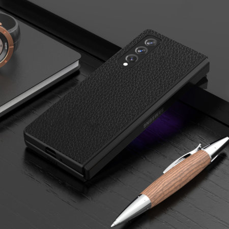 Olixar Genuine Leather Samsung Galaxy Z Fold 3 Case - Black