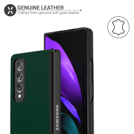 Olixar Genuine Leather Samsung Galaxy Z Fold 3 Case - Forest Green