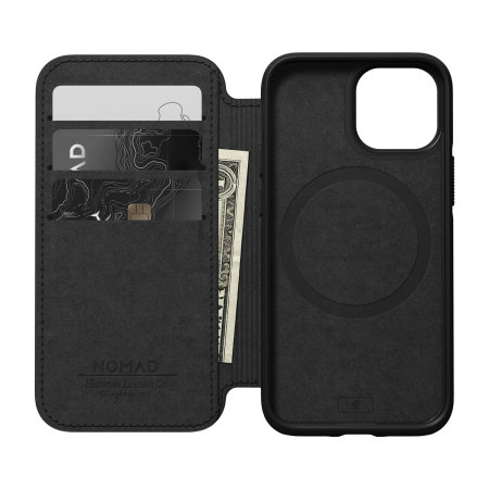 Nomadi Horween Leather Modern Folio Black Case - For iPhone 13 Mini